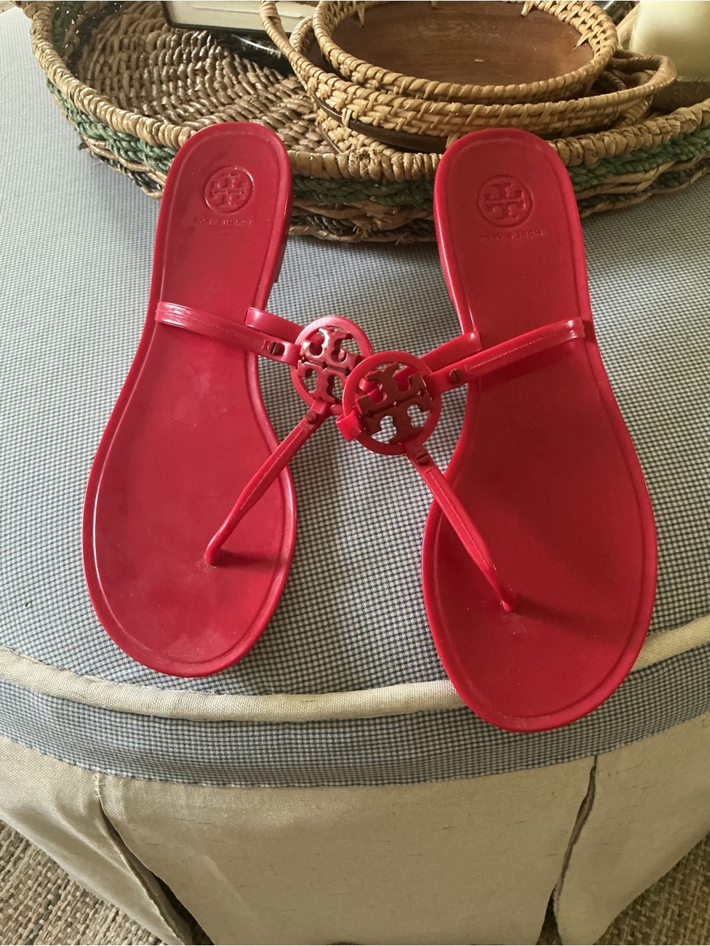 Tory Burch Pink-Red Miller Thong Sandals - Picture 2 of 4